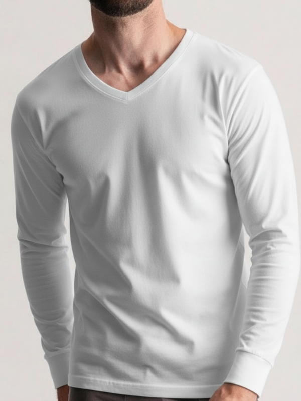 3'Lü Modal Uzunkol V Yaka T-Shirt