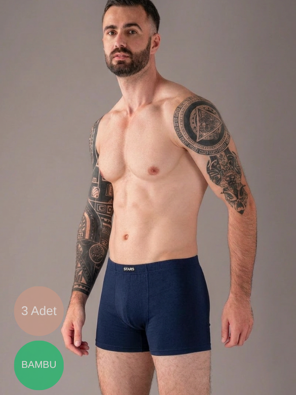 3'Lü Bambu Pamuk Kemer Boxer