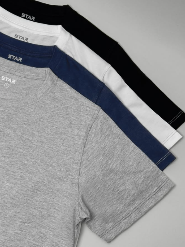 3'Lü Saf Pamuk Sıfır Yaka T-Shirt