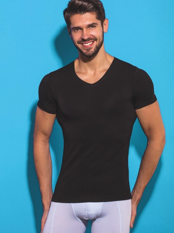 3'Lü Modal V Yaka T-Shirt