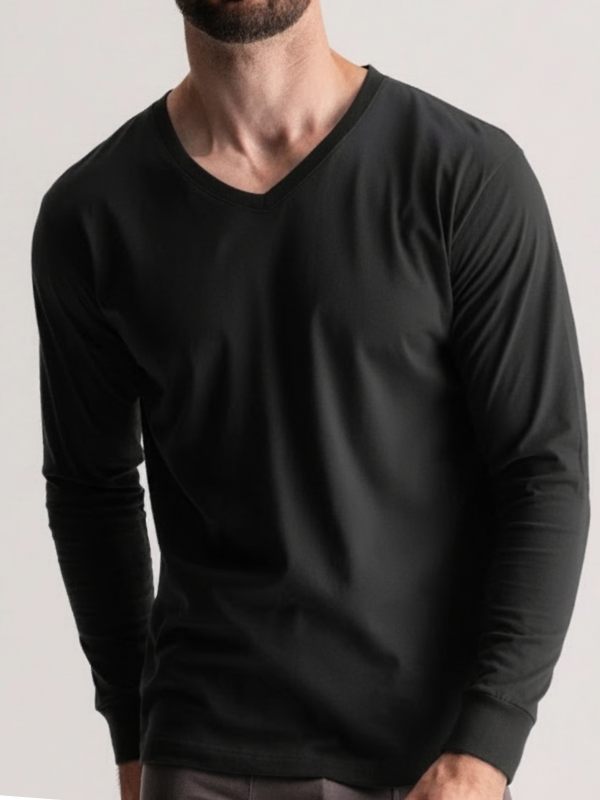 3'Lü Modal Uzunkol V Yaka T-Shirt